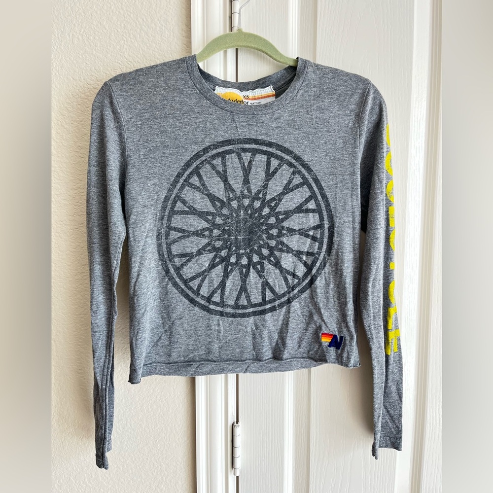Aviator Nation long sleeve t-shirt gray cotton size XS